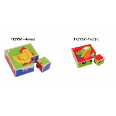 Wooden Cube Puzzle 9PCS - Animal/Traffic Wooden Cube Puzzle 9PCS - Animal/Traffic